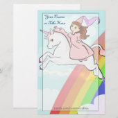 Princess and Unicorn Stationery Briefpapier (Voorkant / Achterkant)