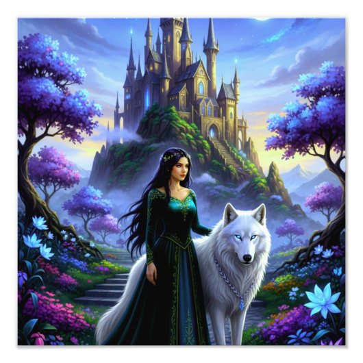 Princess and Wolf Foto Afdruk (Voorkant)