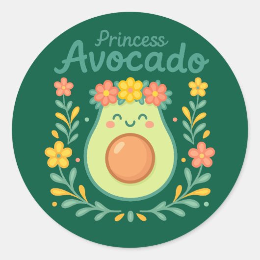 Princess Avocado Ronde Sticker (Voorkant)
