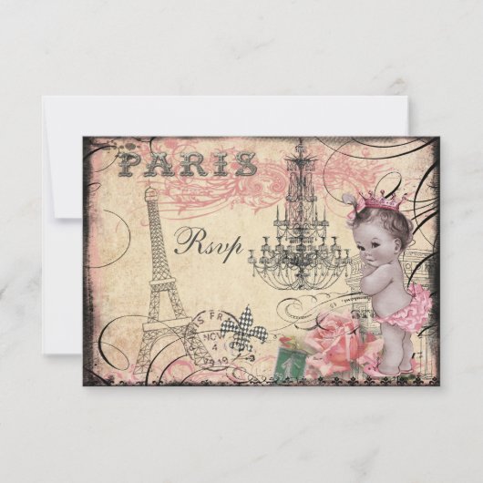 Princess Baby Eiffel Tower & Chandelier RSVP (Voorkant)