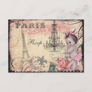 Princess Baby Eiffel Tower & Chandelier RSVP Kaartje