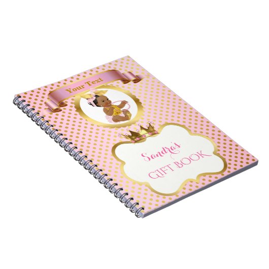 Princess Baby Girl Big Bow Pink Gold Gift Guest Notitieboek (Rechterzijde)