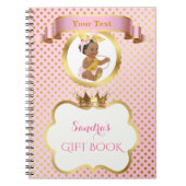 Princess Baby Girl Big Bow Pink Gold Gift Guest Notitieboek (Voorkant)