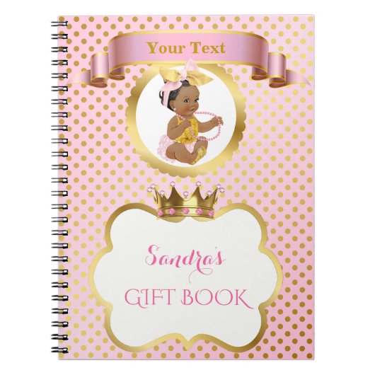 Princess Baby Girl Big Bow Pink Gold Gift Guest Notitieboek (Voorkant)