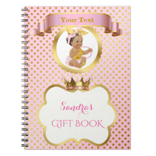 Princess Baby Girl Bow Pink Gold Gift Guest Notitieboek