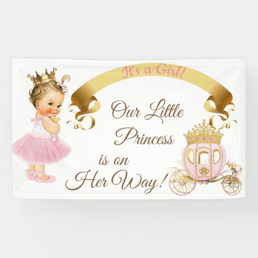 Princess Baby Girl Carriage Pink Gold Spandoek (Horizontaal)