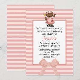 Princess Baby Girl First Birthday Invitation Kaart
