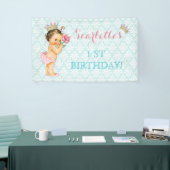 Princess Baby Girl Gold Crown Pink Aqua Spandoek (Beurs)