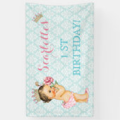 Princess Baby Girl Gold Crown Pink Aqua Spandoek (Verticaal)