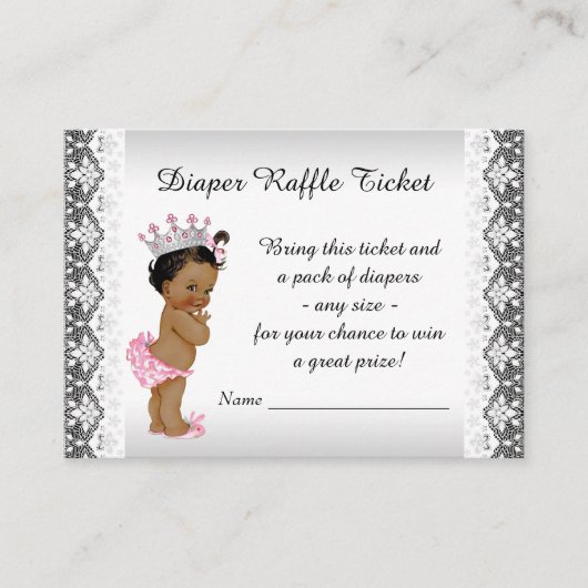 Princess Baby Girl Luier Raffle Ticket Informatiekaartje (Voorkant)