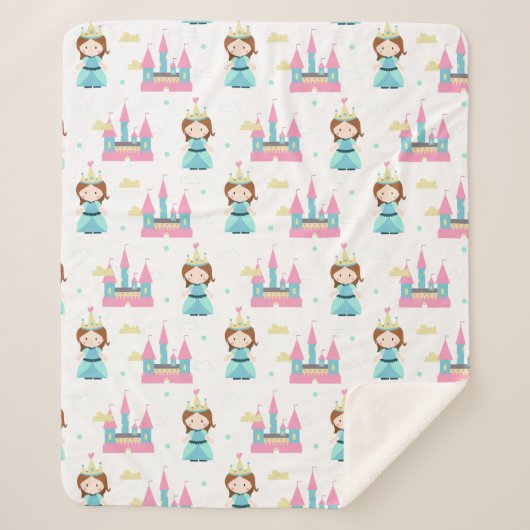 Princess Baby Girl Pattern Sherpa Deken (Voorkant)
