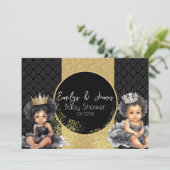 Princess Baby Gold Black Baby Twins Douche Kaart (Staand voorkant)