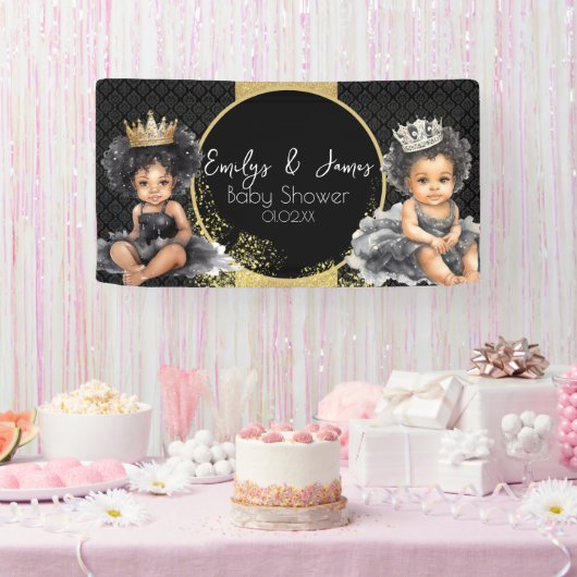 Princess Baby Gold Black Baby Twins Douche Spandoek (Feest)