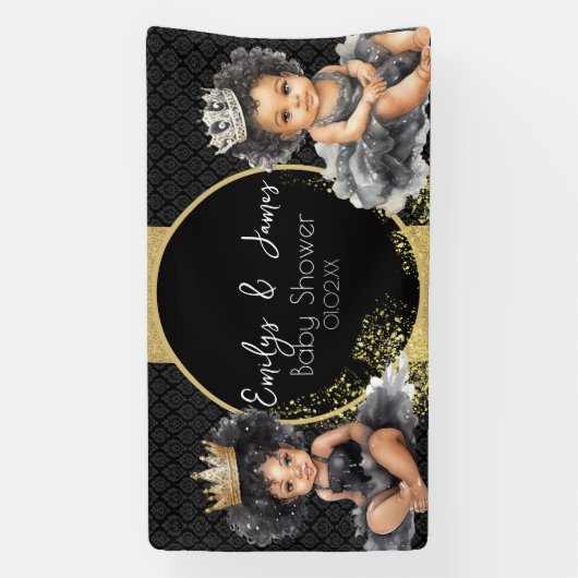 Princess Baby Gold Black Baby Twins Douche Spandoek (Verticaal)