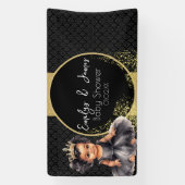 Princess Baby Gold Zwart Baby shower Spandoek (Verticaal)