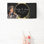 Princess Baby Gold Zwart Baby shower Spandoek (Insitu)