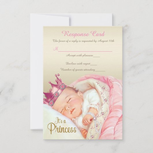  Princess Baby Meisje Douche RSVP (Voorkant)
