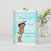 Princess Baby shower Aqua Lace Tiara Enic Kaart (Staand voorkant)