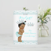 Princess Baby shower Aqua White Tiara Ethnic Kaart (Staand voorkant)