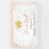 Princess Baby shower banner Royal Pink Gold Girl (Verticaal)
