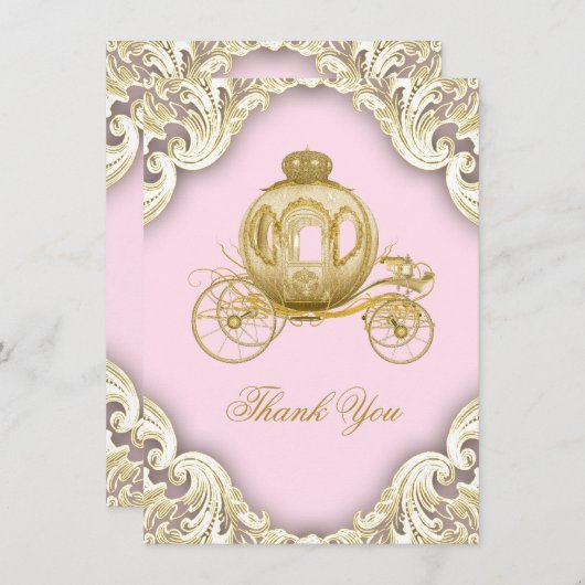 Princess Baby shower Bedankt kaarten (Voorkant / Achterkant)