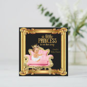 Princess Baby shower Black Pink Gold-stoel Kaart (Staand voorkant)