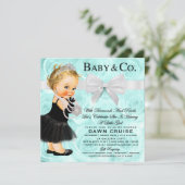 Princess Baby shower Blauwe Waterverf Kaart (Staand voorkant)