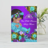Princess Baby shower Blauwgroen blauw Paars meisje Kaart (Staand voorkant)