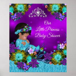 Princess Baby shower Blauwgroen Blue Paars Girl 2 Poster
