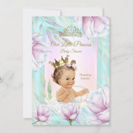 Princess Baby shower Blauwgroen Roze Lila Floral Kaart