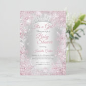 Princess Baby shower Blush Pink Winter Wonderland Kaart (Staand voorkant)