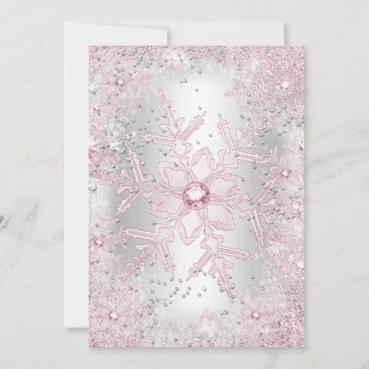 Princess Baby shower Blush Pink Winter Wonderland Kaart (Achterkant)