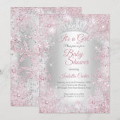 Princess Baby shower Blush Pink Winter Wonderland Kaart (Voorkant / Achterkant)