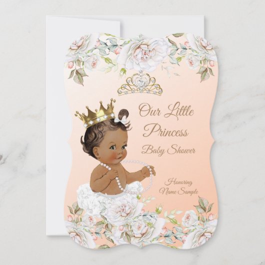 Princess Baby shower Coral Peach White Ethnic Kaart (Voorkant)