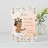 Princess Baby shower Coral Peach White Ethnic Kaart (Staand voorkant)