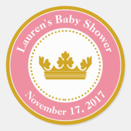Princess Baby shower Favor Stickers Roze Meisje