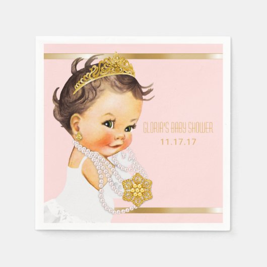 Princess Baby shower Gepersonaliseerde Blush Pink  Servet (Voorkant)