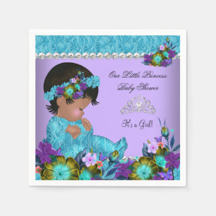 Princess Baby shower Girl Blauwgroen Blue Paars Servetten