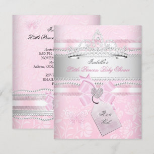 Princess  Baby shower Girl Butterfly Kaart