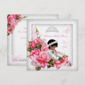 Princess Baby shower Girl Butterfly roze Rose 3 Kaart (Voorkant / Achterkant)