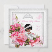 Princess Baby shower Girl Butterfly roze Rose 3 Kaart (Voorkant)
