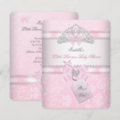 Princess  Baby shower Girl Butterfly Tiara Kaart (Voorkant / Achterkant)