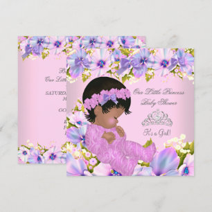 Princess Baby shower Girl floral Pink Paars Kaart