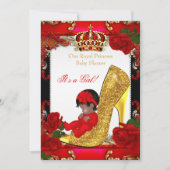 Princess Baby shower Girl Gold Red Rose Ethnic Kaart (Voorkant)