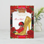 Princess Baby shower Girl Gold Red Rose Ethnic Kaart (Staand voorkant)