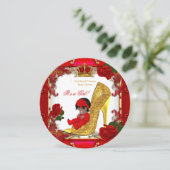 Princess Baby shower Girl Gold Red Rose Hi Hiel R1 Kaart (Staand voorkant)