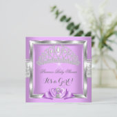 Princess Baby shower Girl Lavender Silver Diamond Kaart (Staand voorkant)