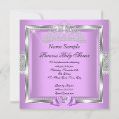 Princess Baby shower Girl Lavender Silver Diamond Kaart (Achterkant)