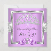Princess Baby shower Girl Lavender Silver Diamond Kaart (Voorkant)