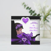 Princess Baby shower Girl Paars-Afrikaans-Amerikaa Kaart (Staand voorkant)